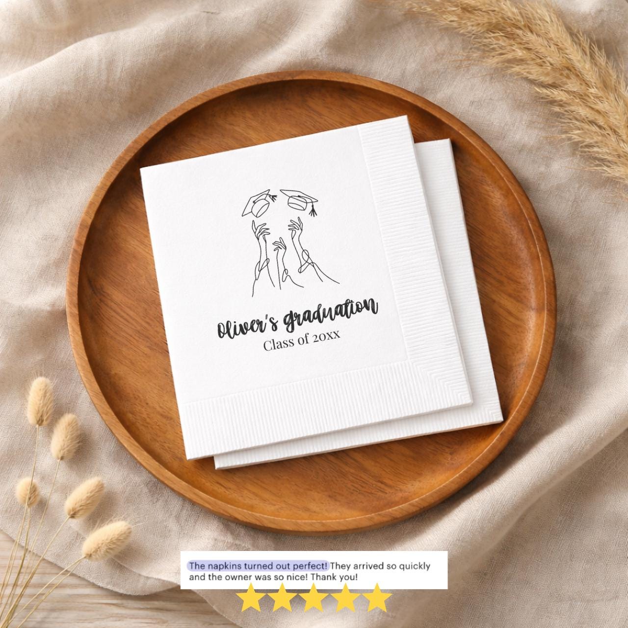Cap Toss | Name & Class Year | Personalized Graduation Napkins