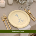 Blue Outline Cross | Name & Date | Personalized Baptism Plates