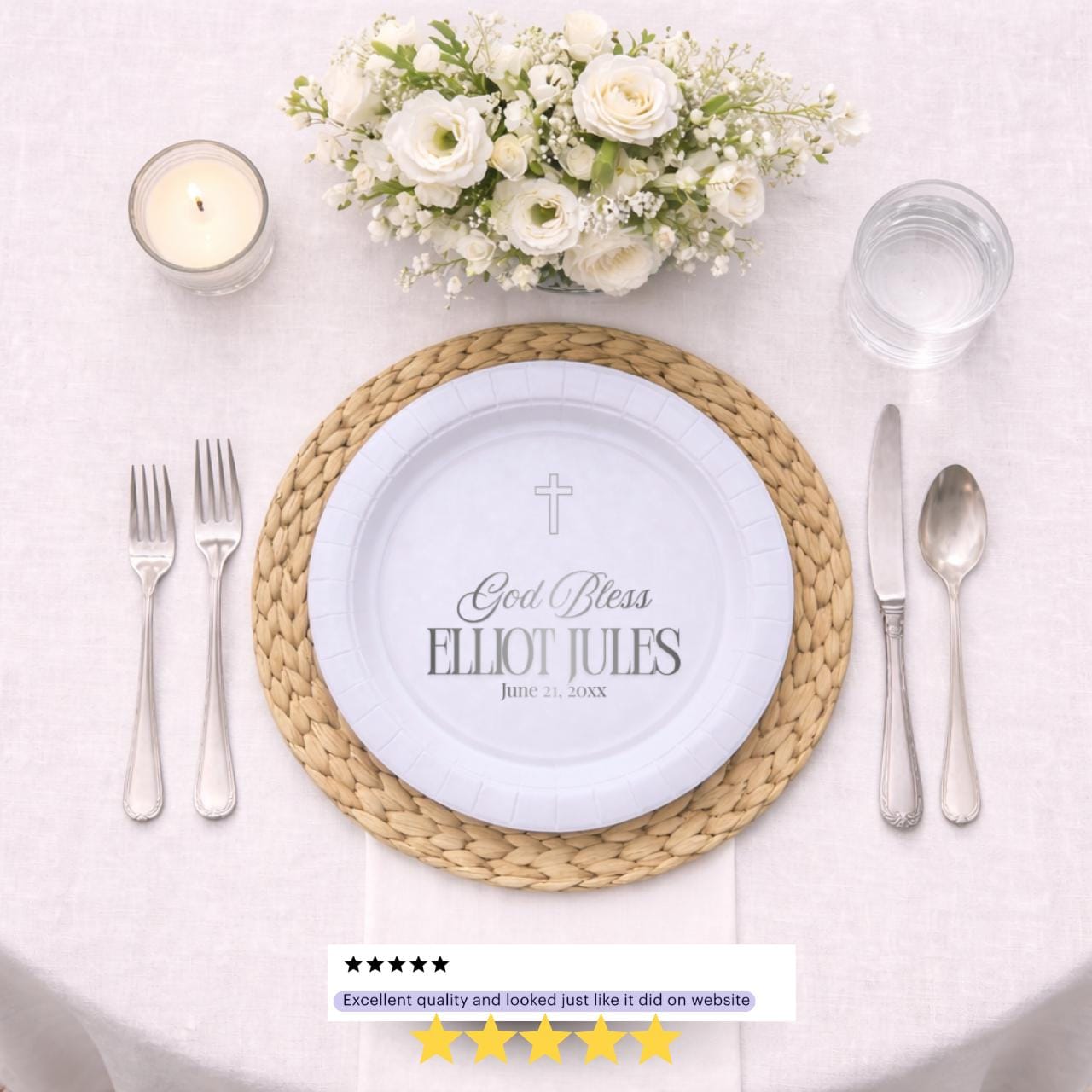 God Bless Classic | Name & Date | Personalized Baptism Plates