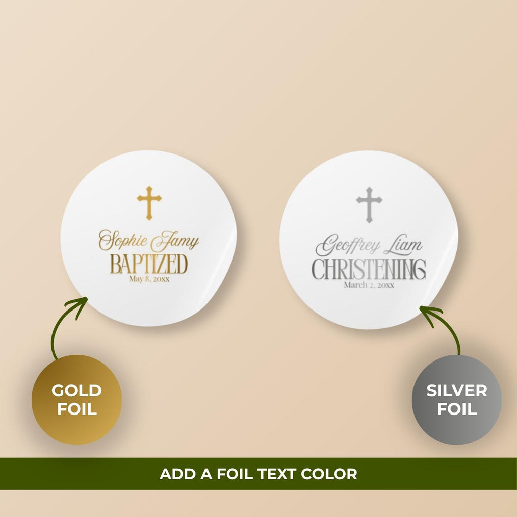 Christening Script | Name & Date | Personalized Baptism Stickers