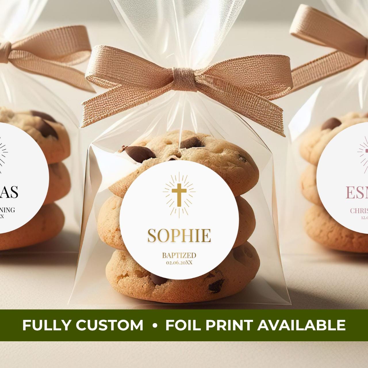 Radiant Cross | Name & Date | Personalized Baptism Stickers