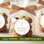 Outline Cross Christening | Name & Date | Personalized Baptism Stickers