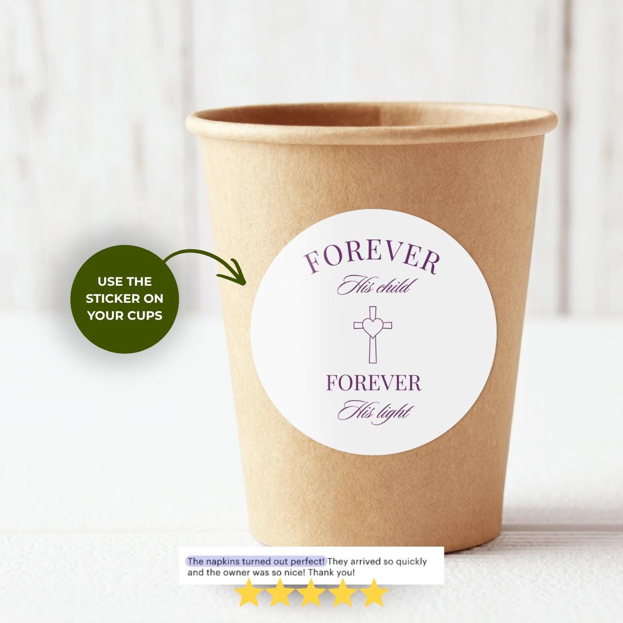 Forever His Child | Name & Date | Personalized Baptism Stickers