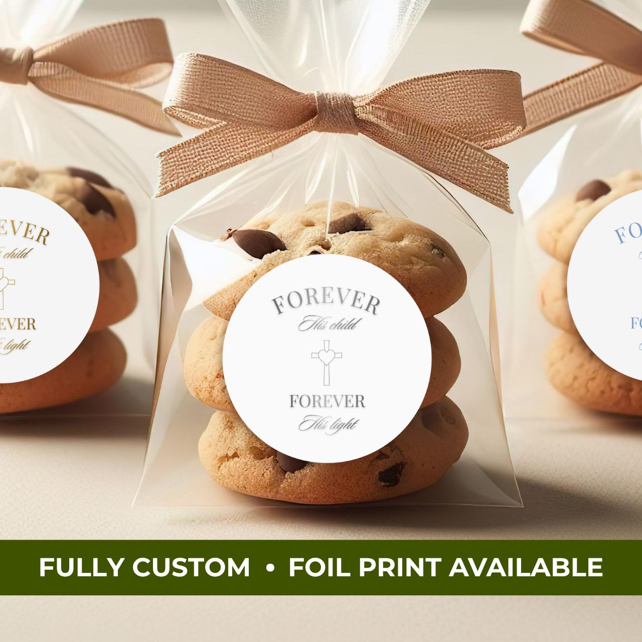 Forever His Child | Name & Date | Personalized Baptism Stickers
