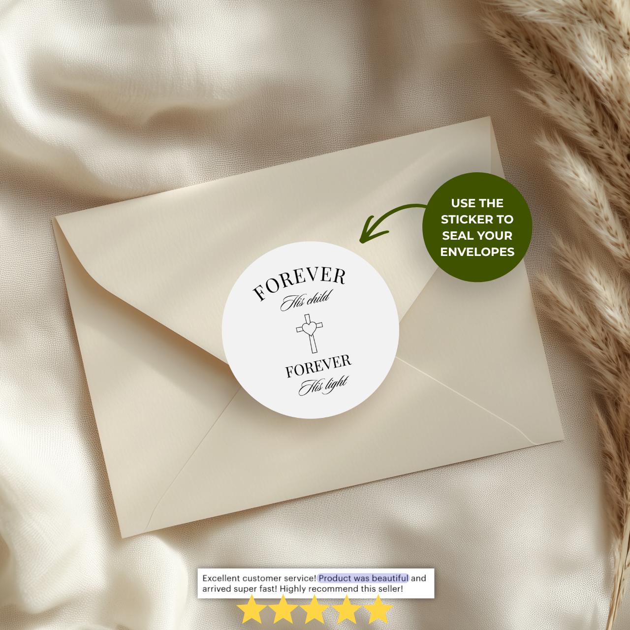 Forever His Child | Name & Date | Personalized Baptism Stickers