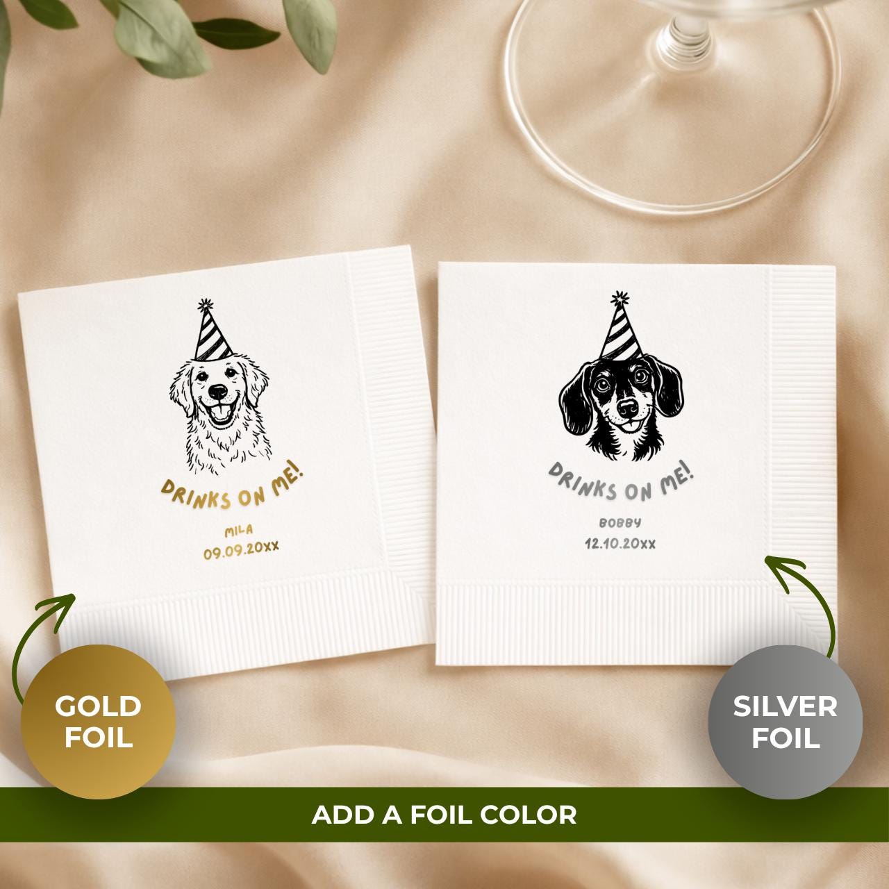 Drinks on Me Pet Portrait | Custom Pet Napkins