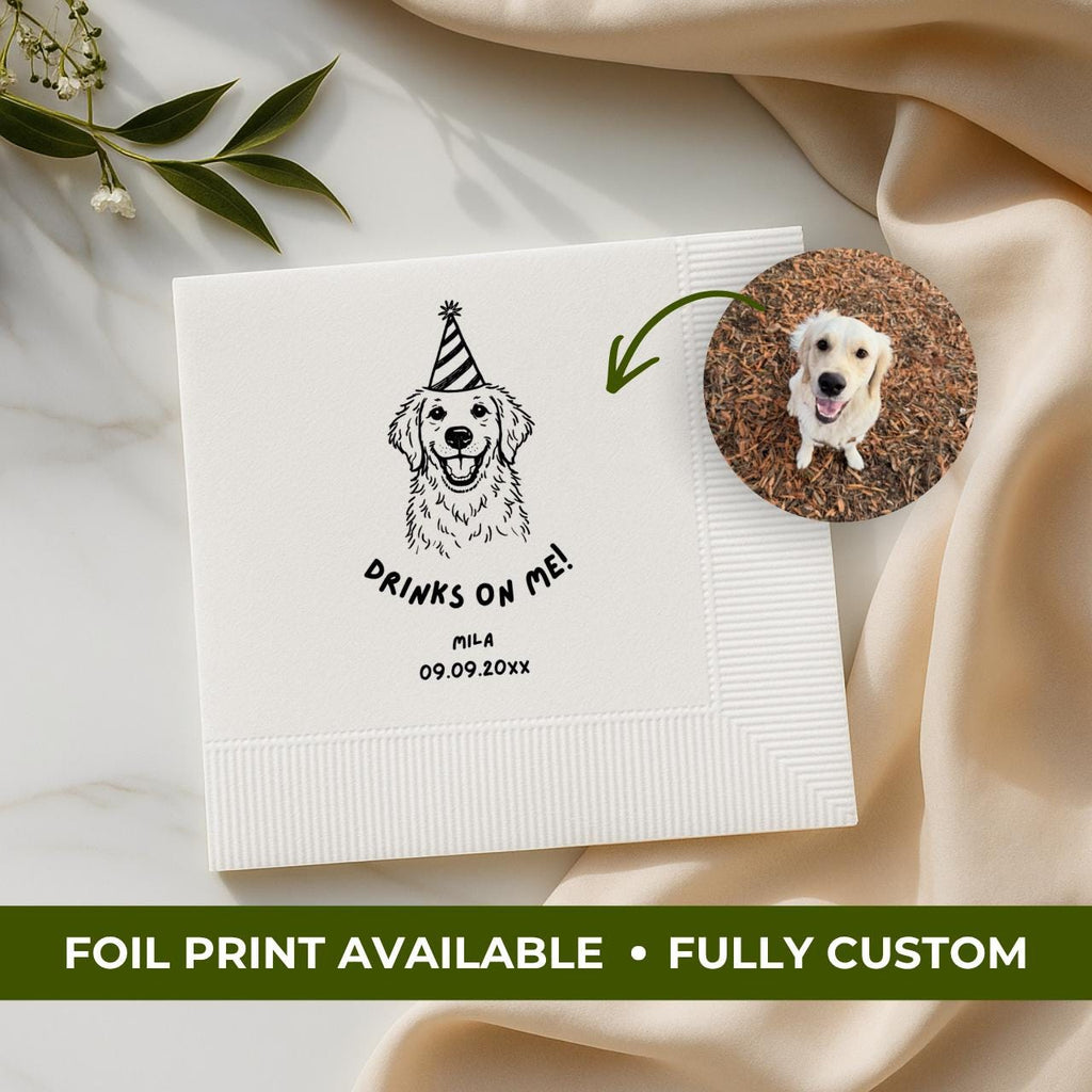 Drinks on Me Pet Portrait | Custom Pet Napkins