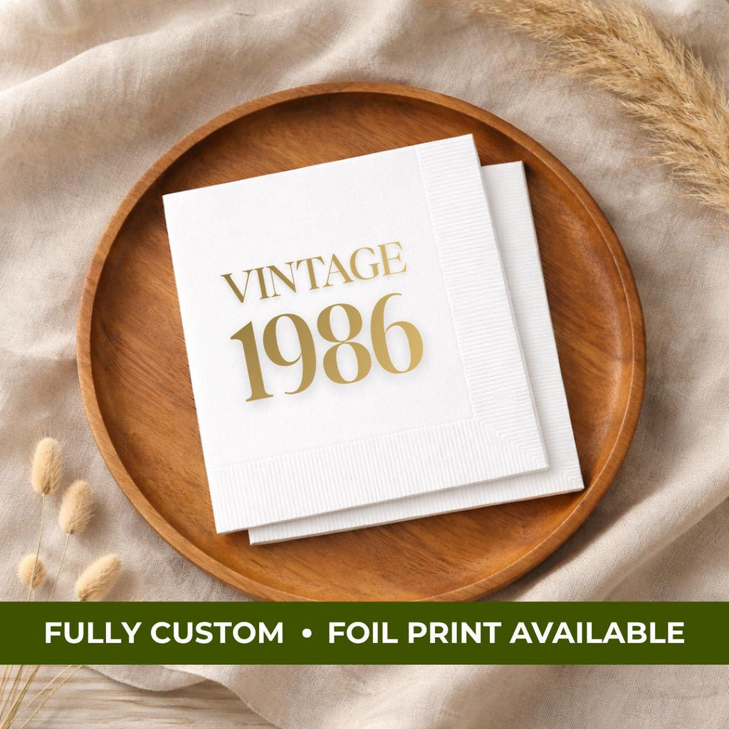 Vintage 1986 | Personalized 40th Birthday Napkins
