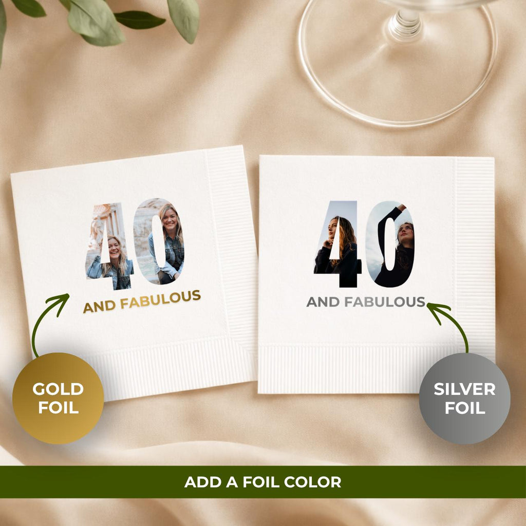 40 and Fabulous With Photo | 40th Birthday Napkins