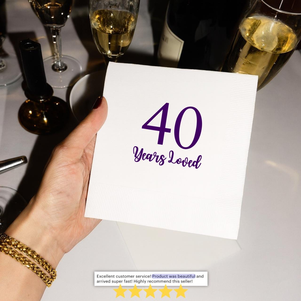 40 Years Loved | Personalized 40th Birthday Napkins