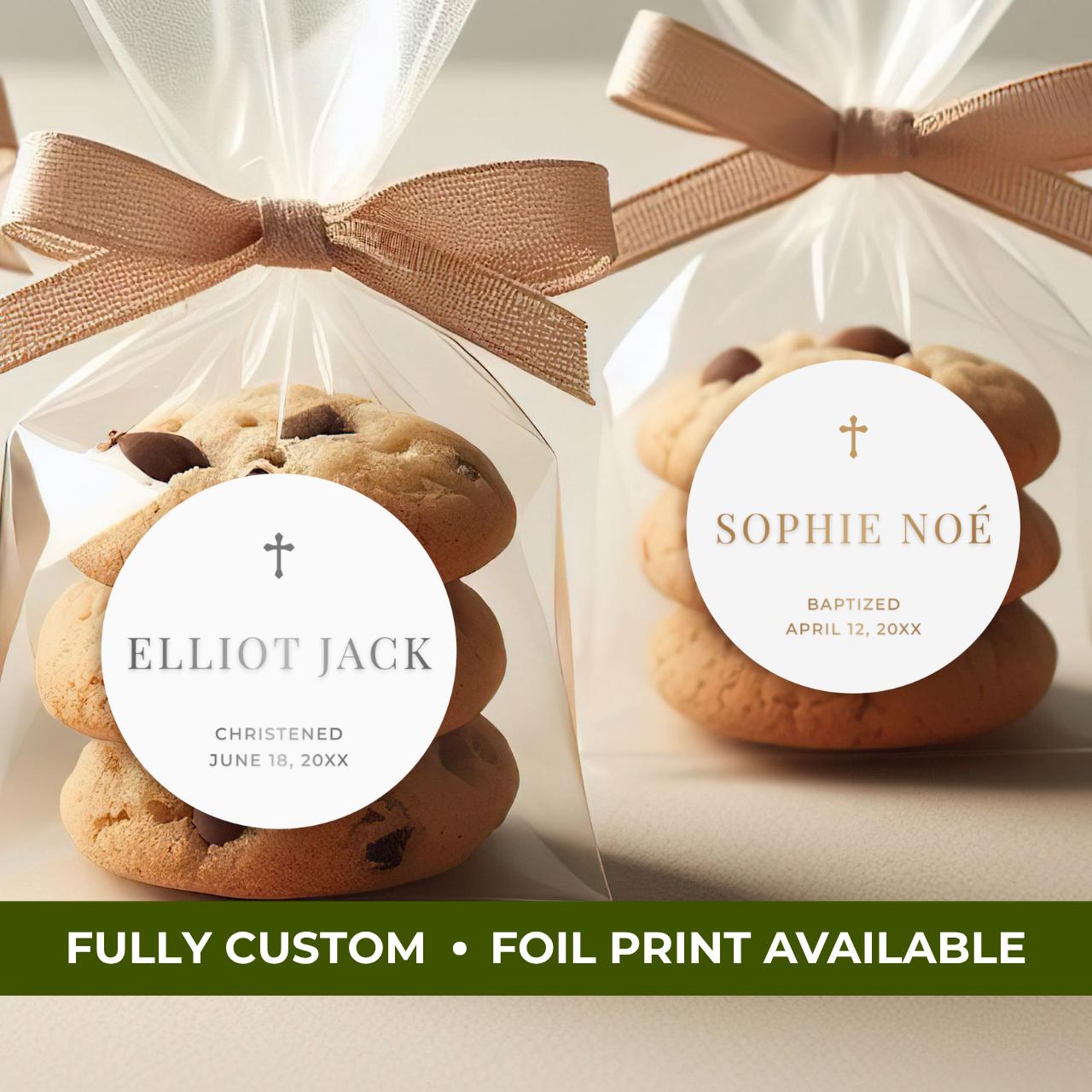 Minimal Cross | Name & Date | Personalized Baptism Stickers