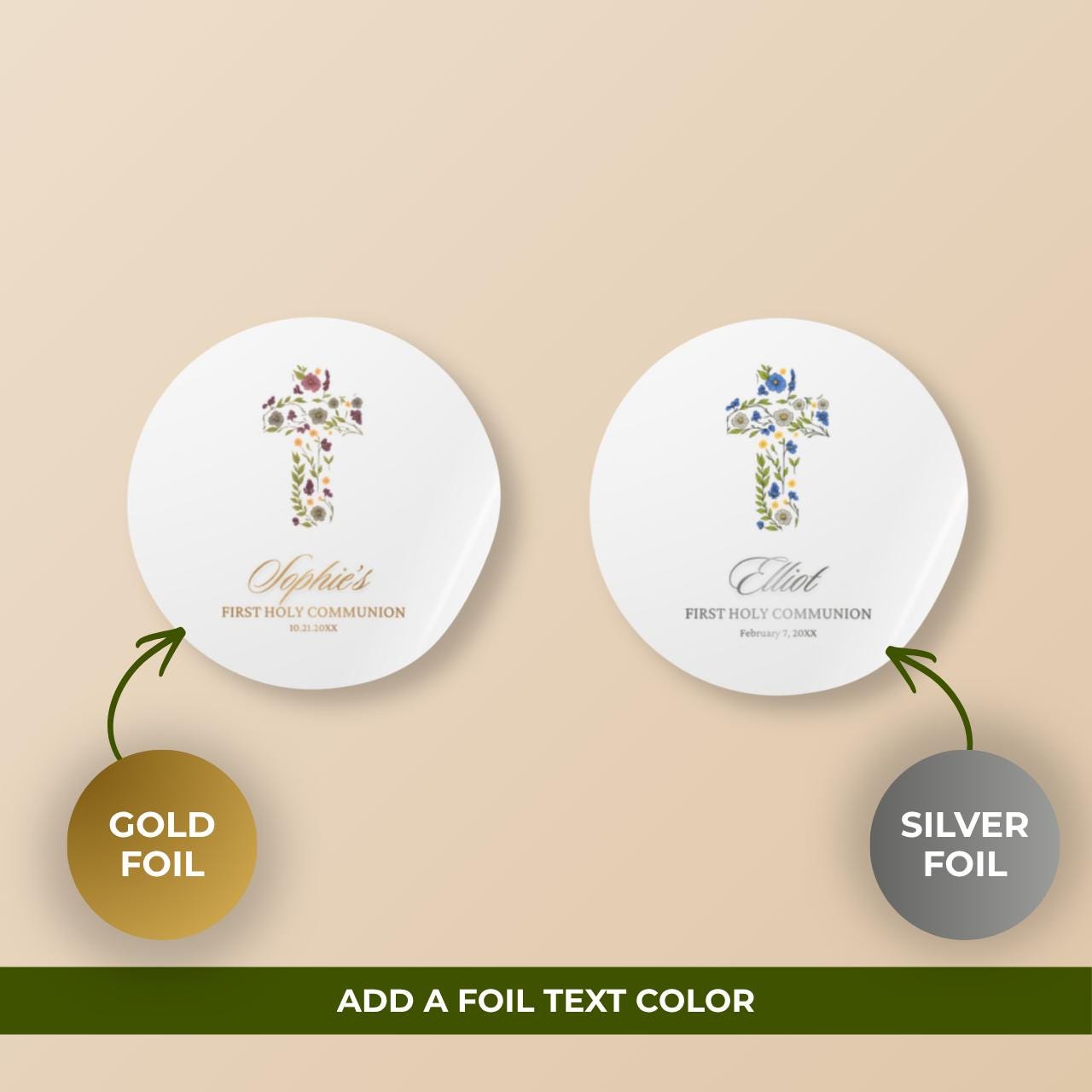 Floral Cross | Baptism & First Communion Stickers