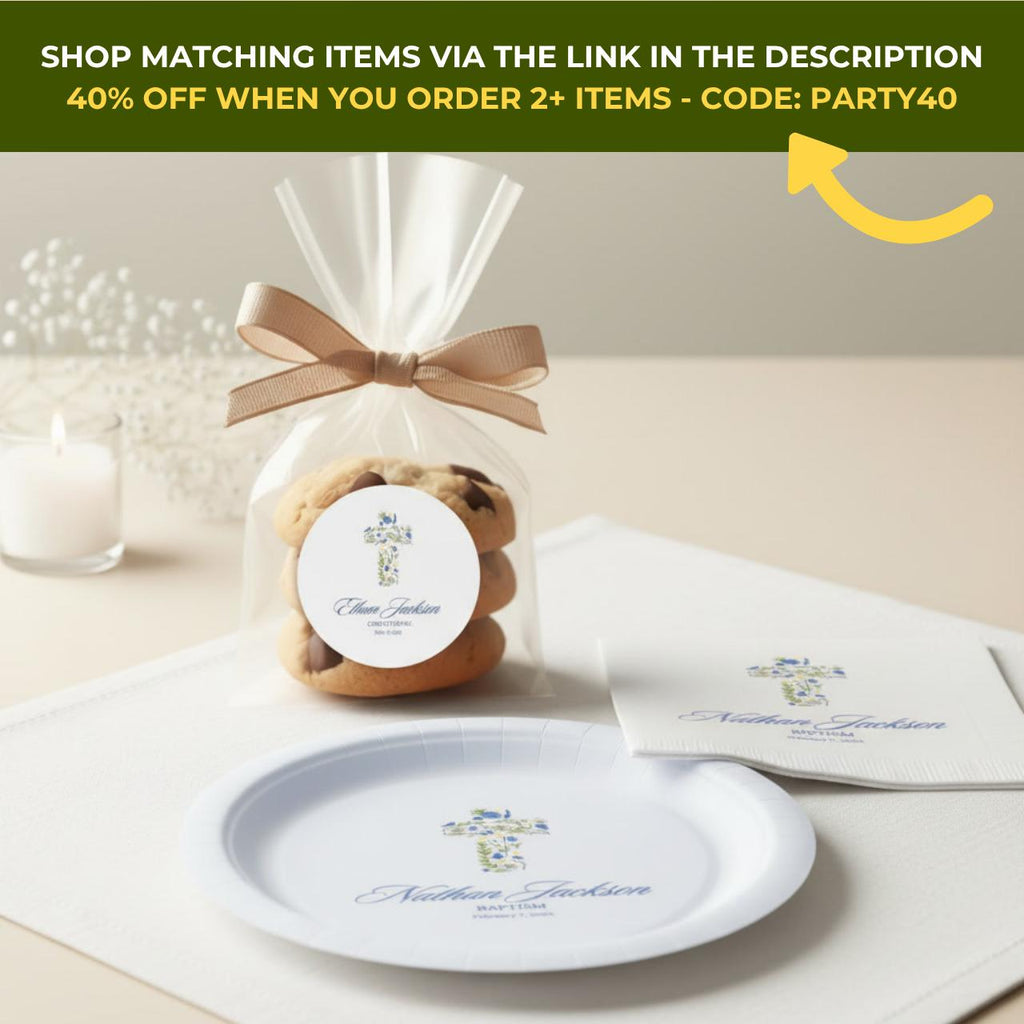 Floral Cross | Baptism & First Communion Stickers