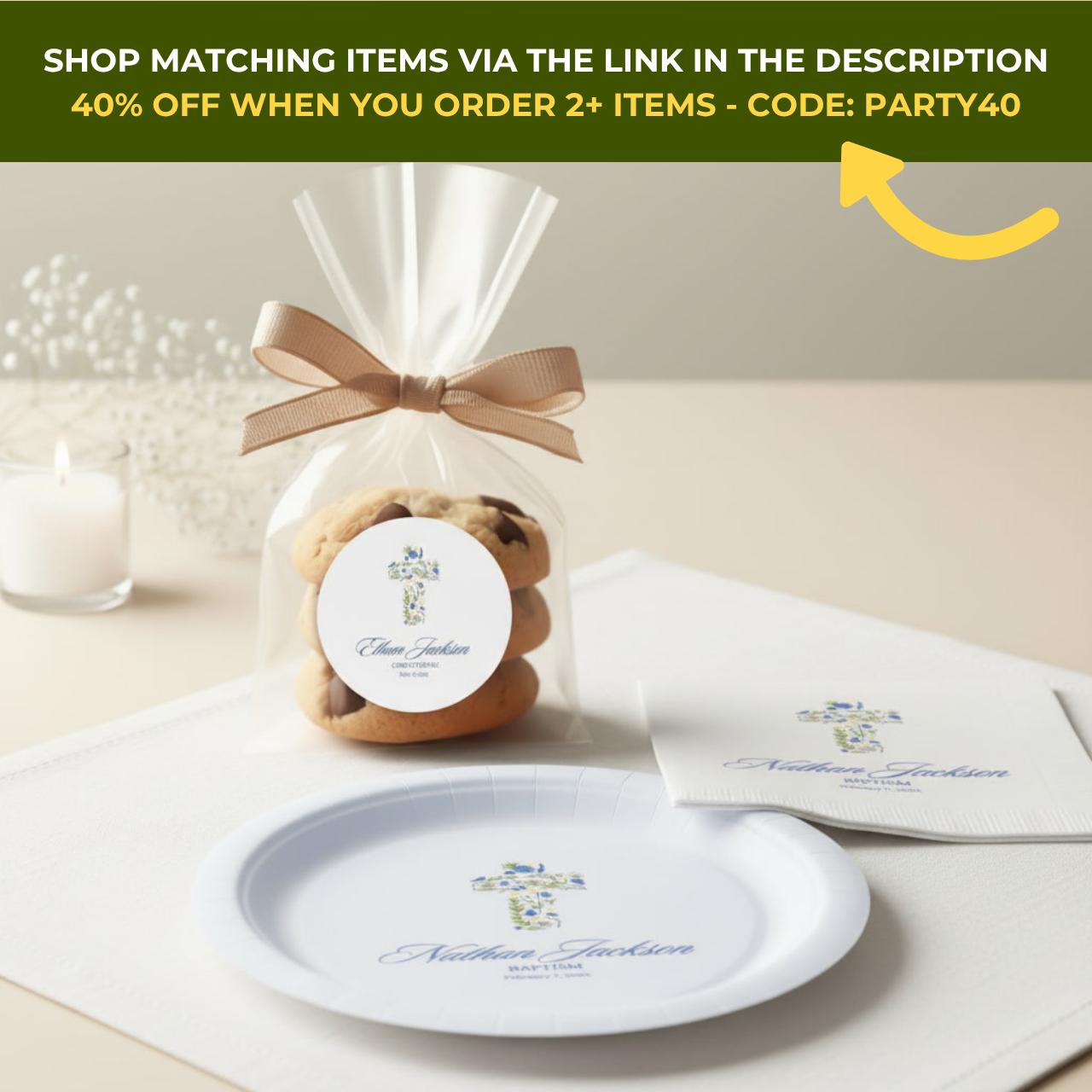 Floral Cross | Baptism & First Communion Stickers