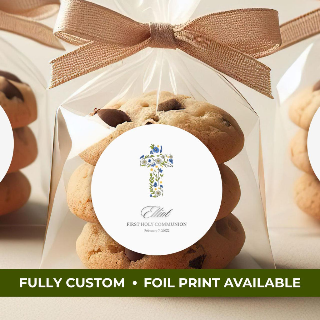 Floral Cross | Baptism & First Communion Stickers