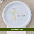 God Bless Floral Cross | Baptism Paper Plates