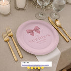 Satin Bow | Name & Date | Personalized Baptism Plates