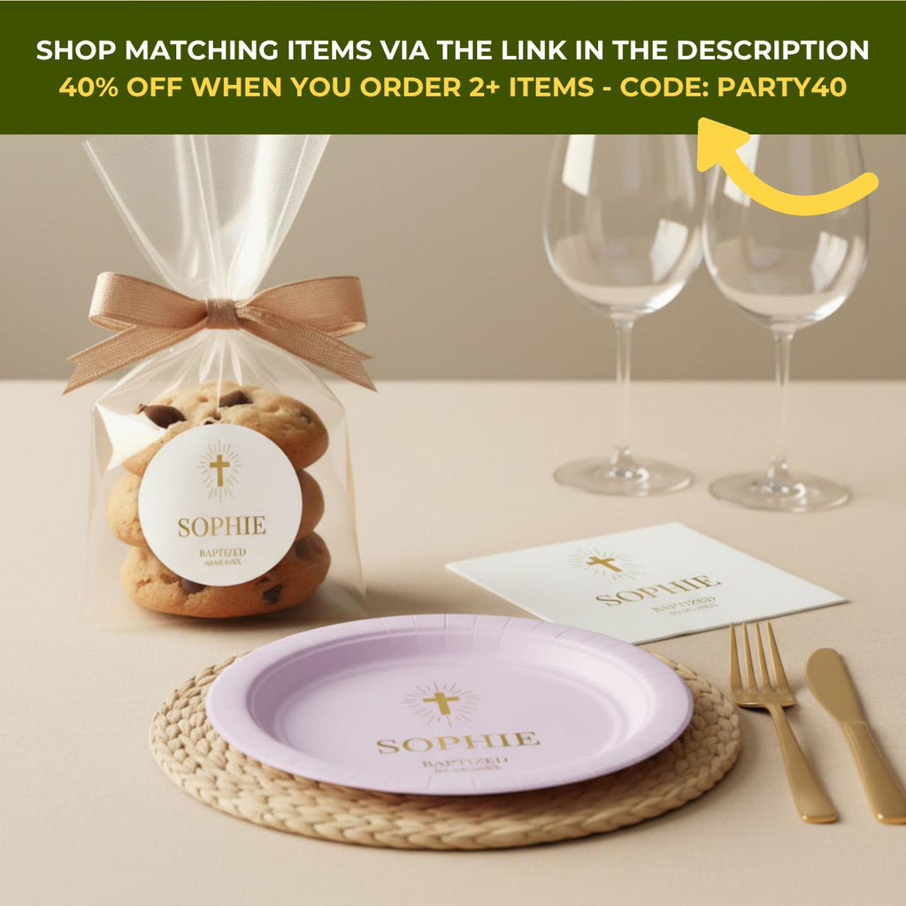 Radiant Cross | Name & Date | Personalized Baptism Plates