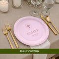 Radiant Cross | Name & Date | Personalized Baptism Plates