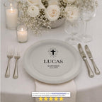 Radiant Cross | Name & Date | Personalized Baptism Plates