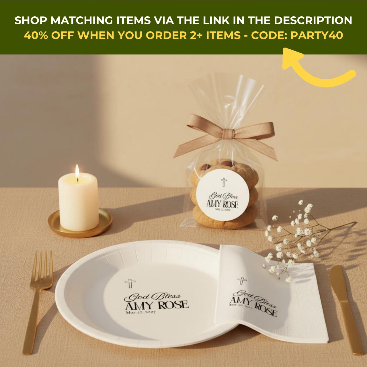 God Bless Classic | Name & Date | Personalized Baptism Plates