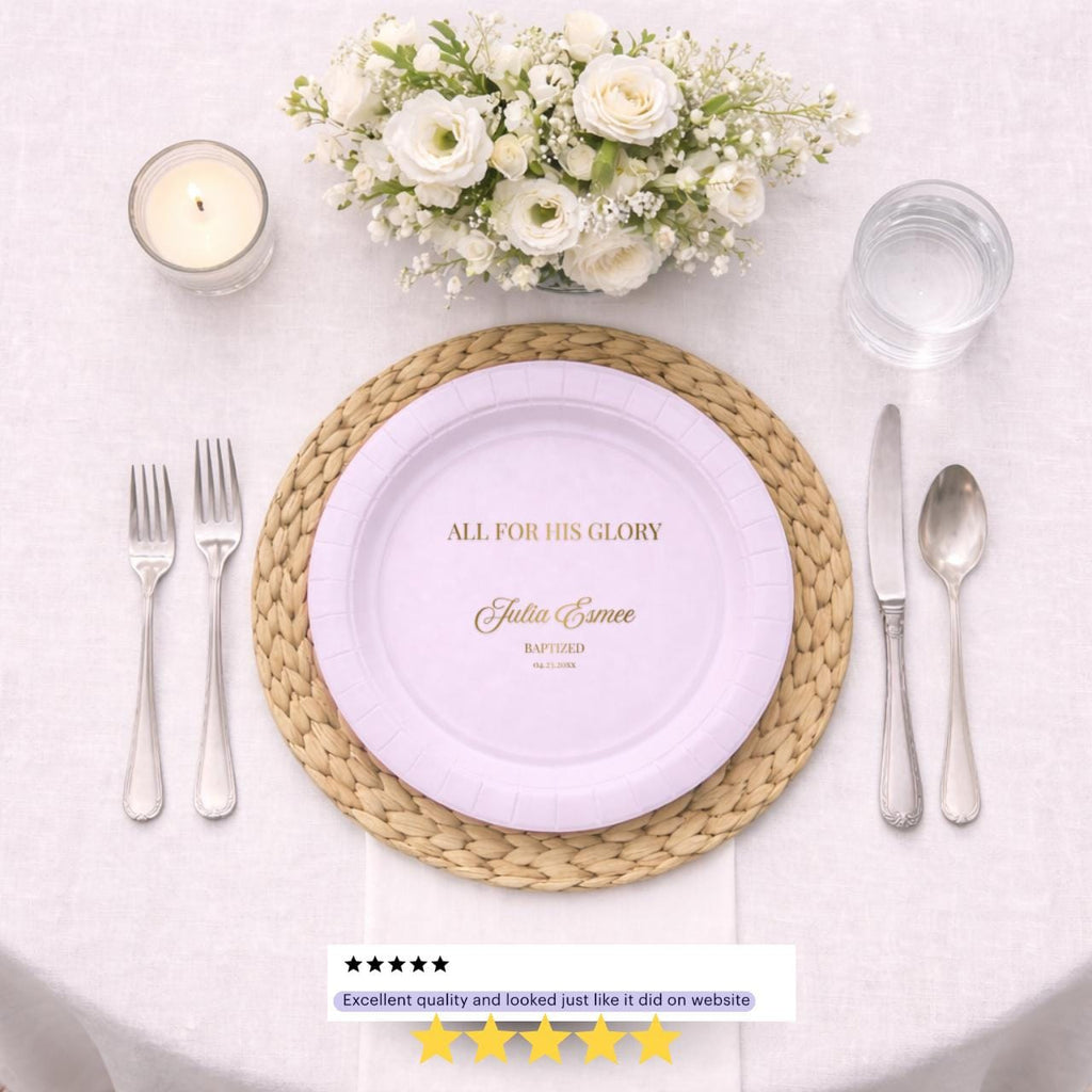 All For His Glory | Name & Date | Personalized Baptism Plates