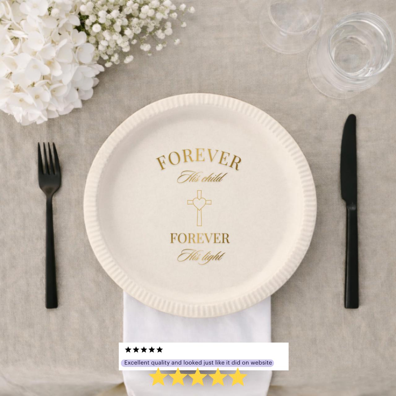 Forever His Child | Custom Wording | Personalized Baptism Plates