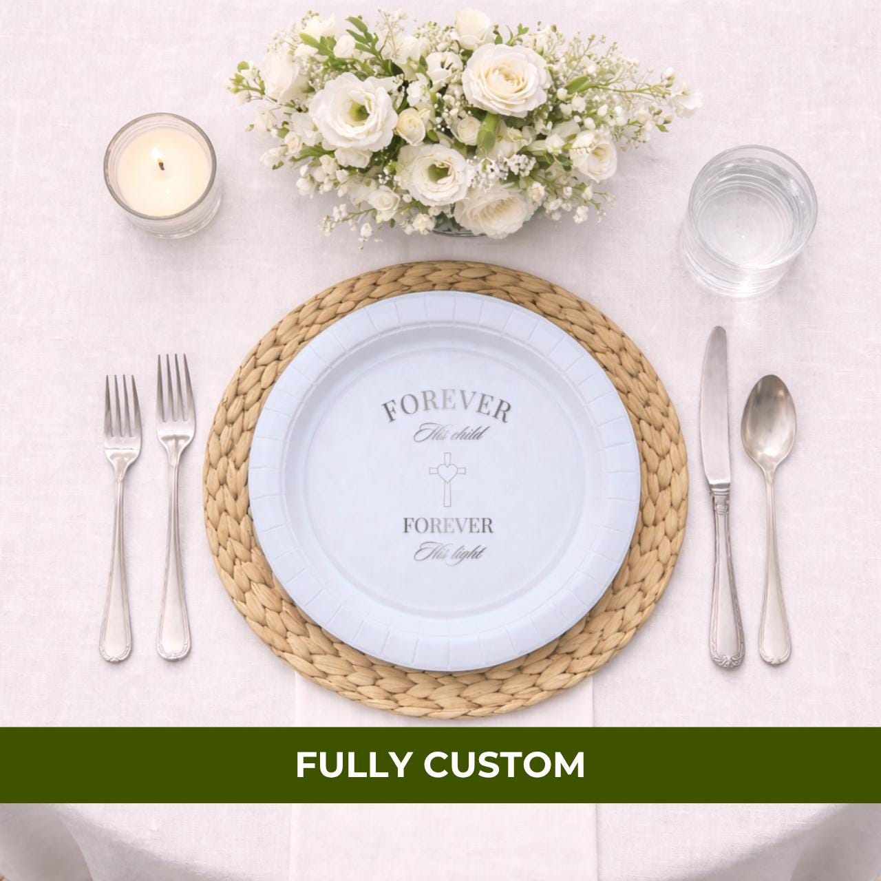 Forever His Child | Custom Wording | Personalized Baptism Plates