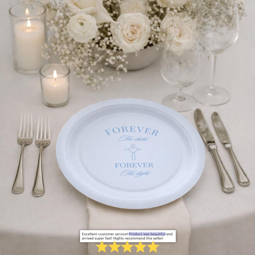 Forever His Child | Custom Wording | Personalized Baptism Plates