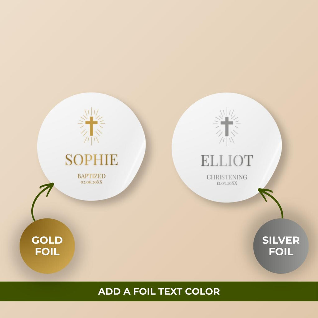 Radiant Cross | Name & Date | Personalized Baptism Stickers