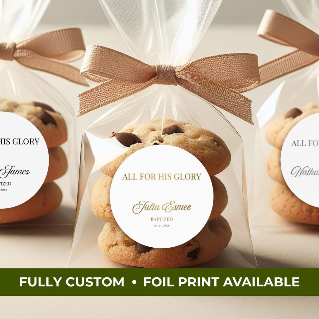 All For His Glory | Name & Date | Personalized Baptism Stickers