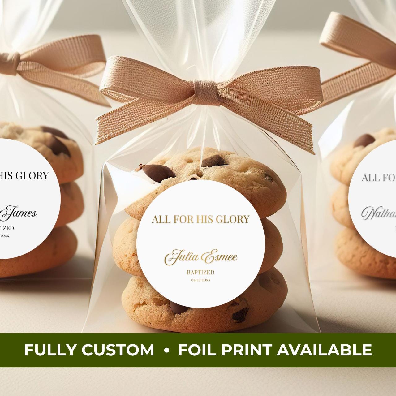 All For His Glory | Name & Date | Personalized Baptism Stickers