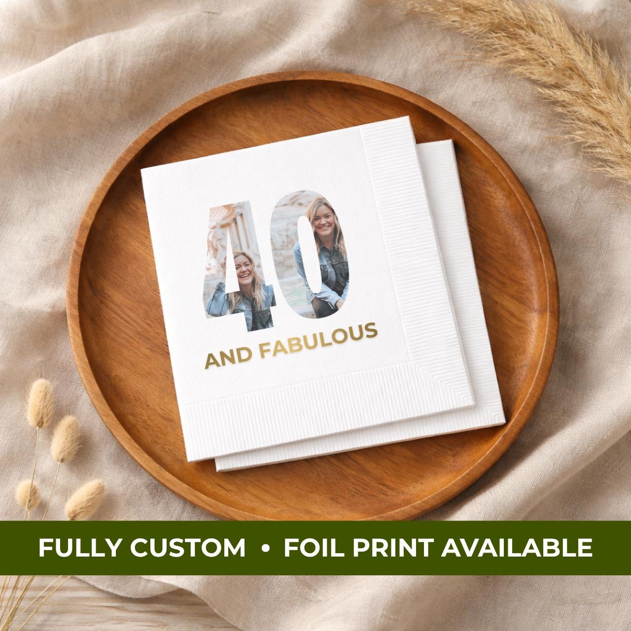 40 and Fabulous With Photo | 40th Birthday Napkins