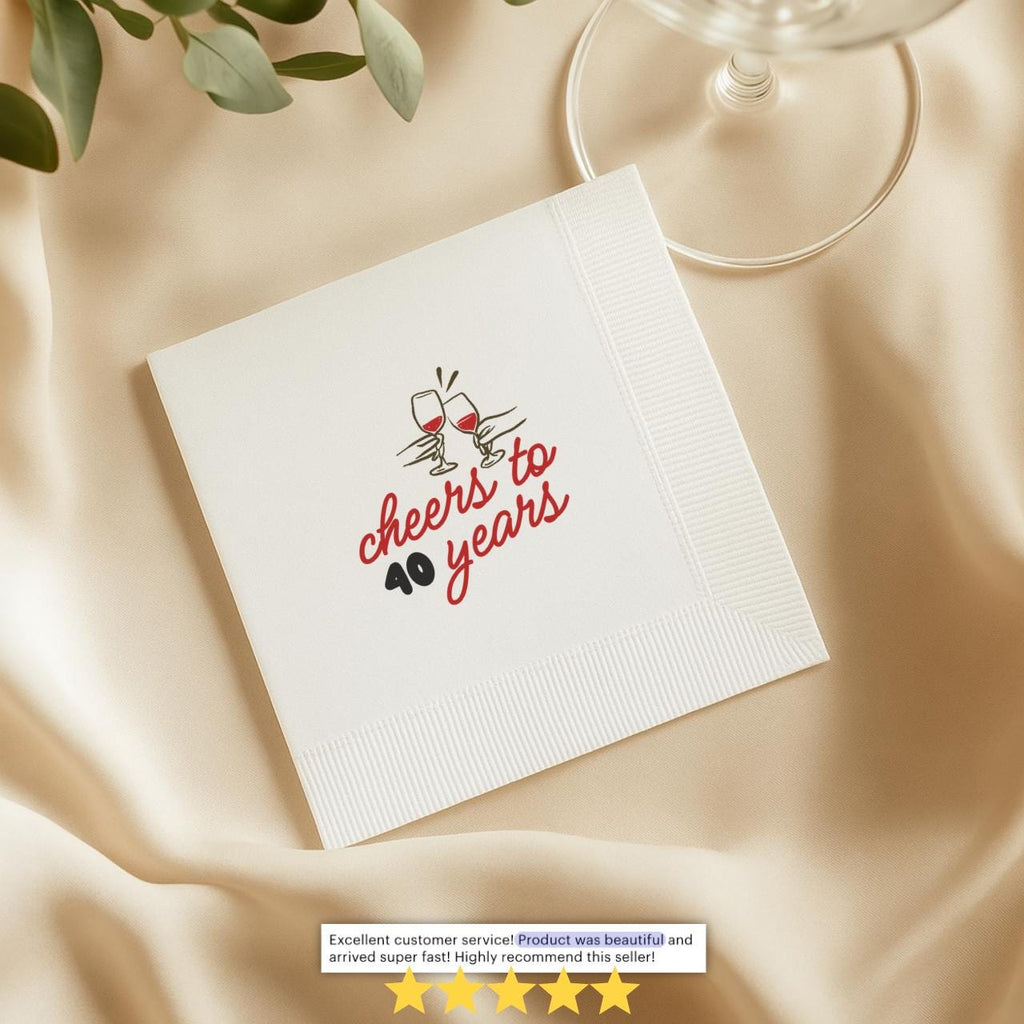 Cheers to 40 Years | Personalized 40th Birthday Napkins
