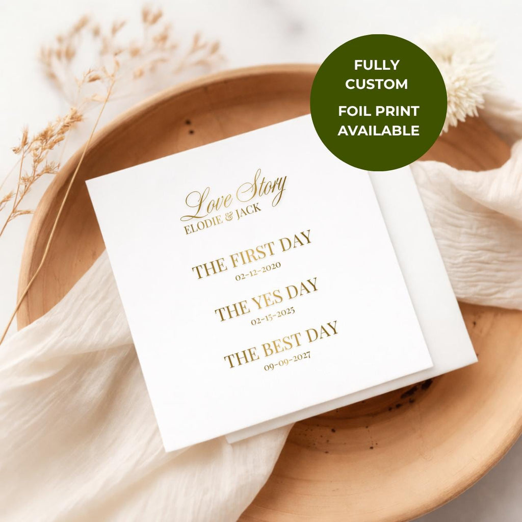Love Story Timeline | Wedding Napkins