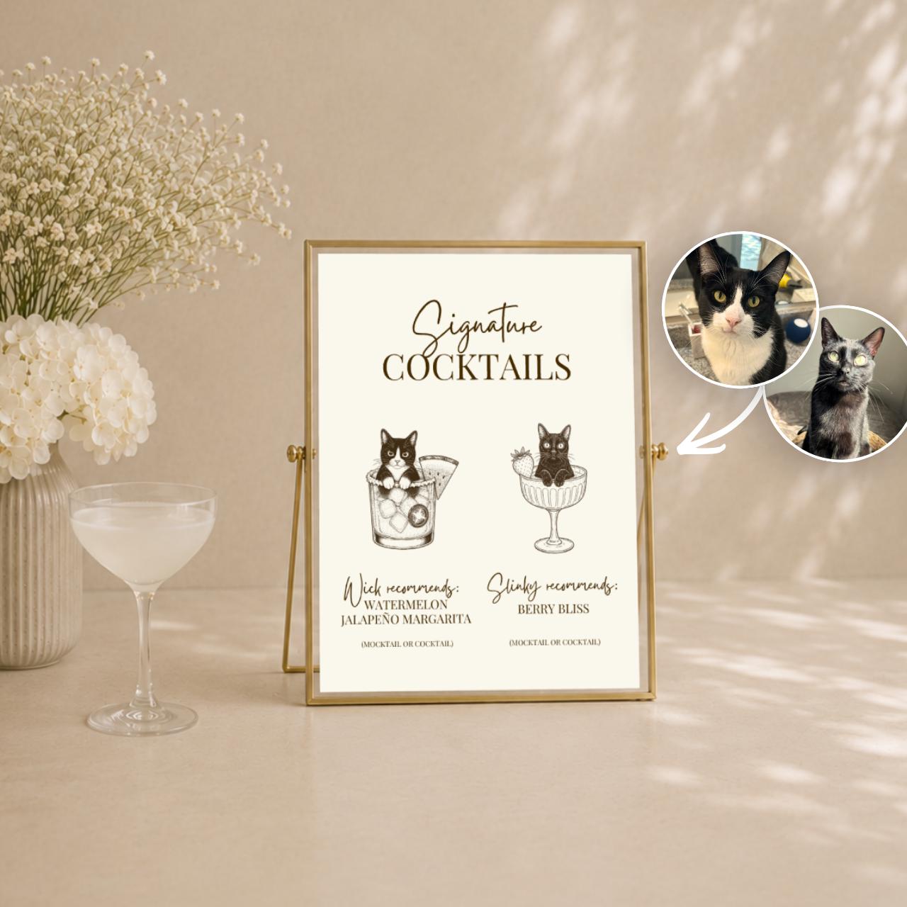 Signature Cocktails Pet Portrait | Custom Bar Sign