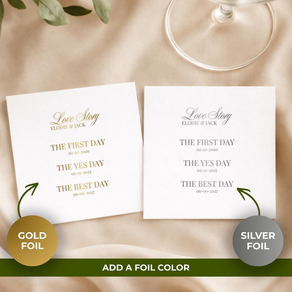 Love Story Timeline | Wedding Napkins