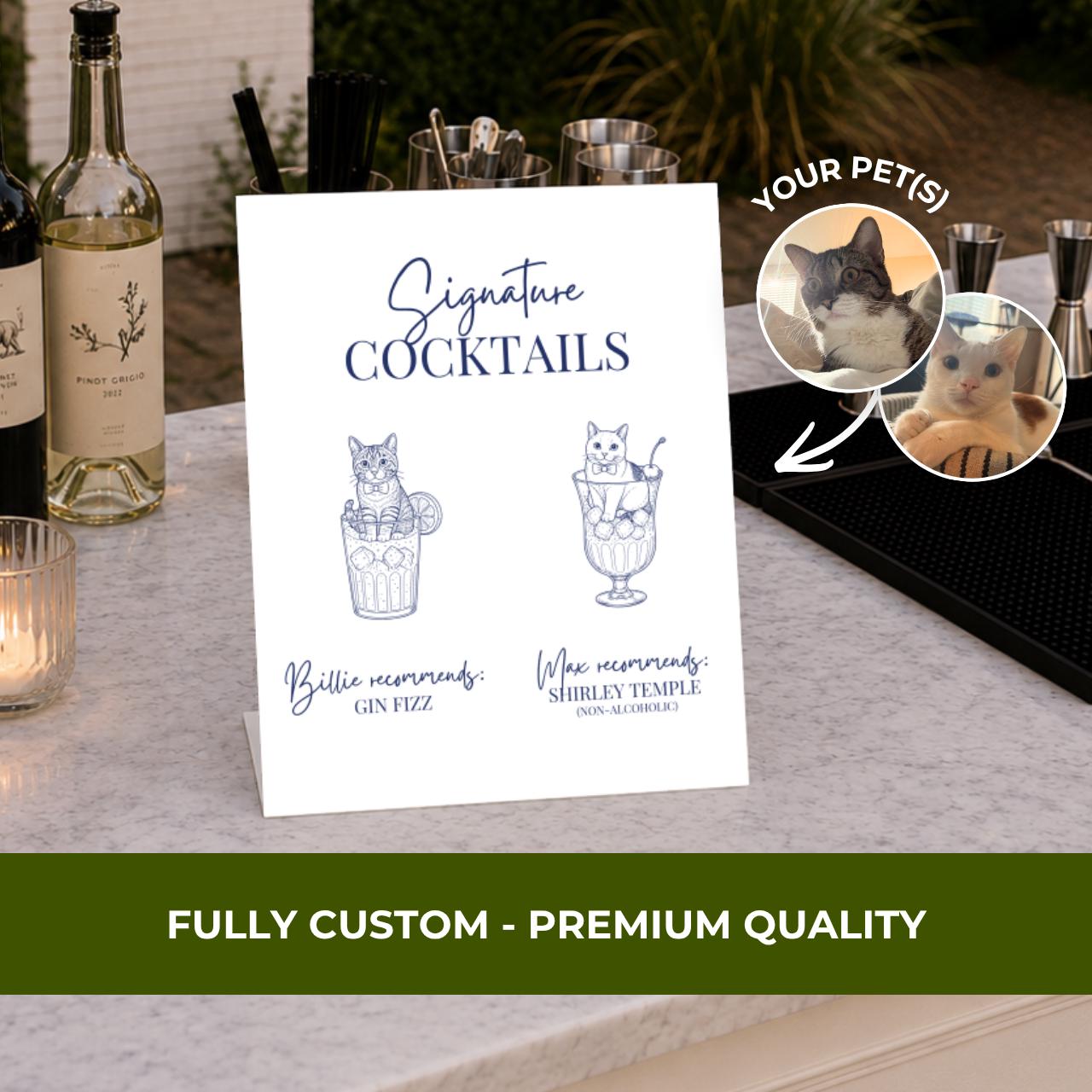 Signature Cocktails Pet Portrait | Custom Bar Sign