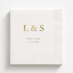 Initials Monogram wedding napkin with initials, names and date