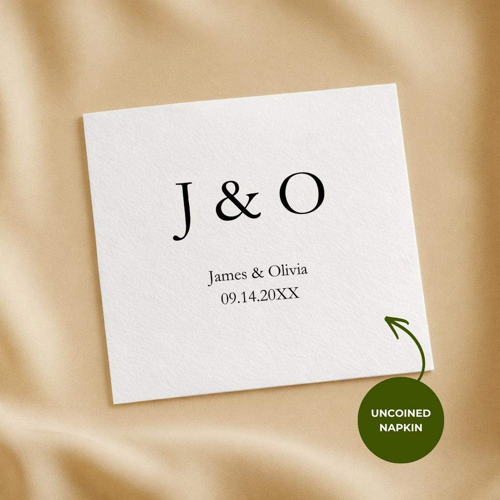 Initials monogram wedding napkin with the wedding date