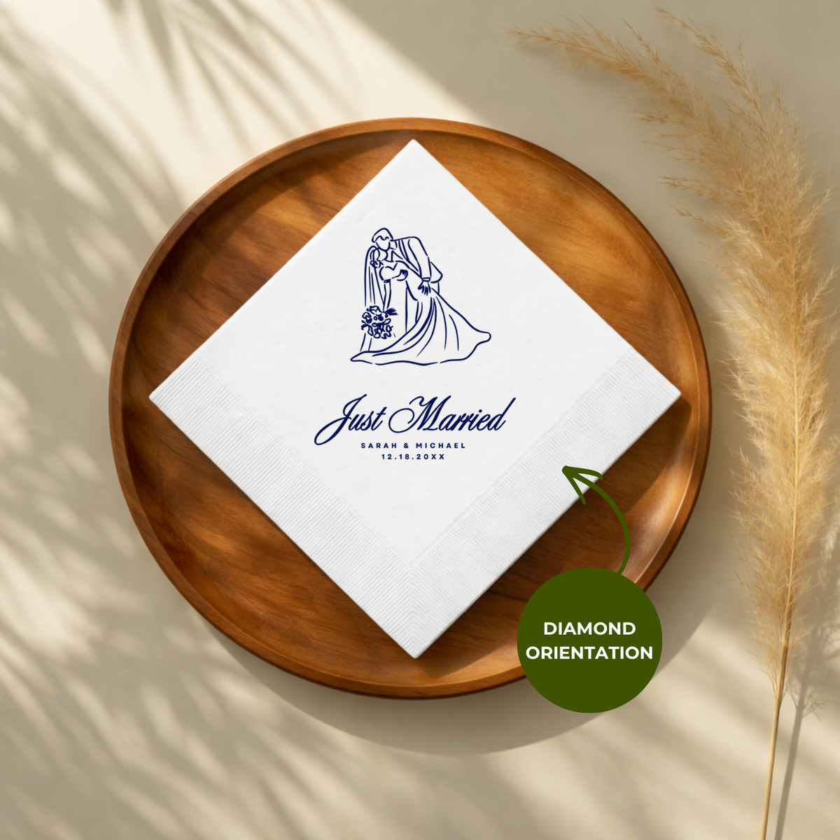 Just Married First Dance napkin design for a wedding