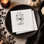 Lets Get Boozy ghost Halloween cocktail napkins with custom wording