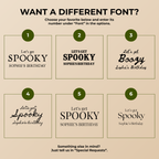 Font chart with six font options for the personalized Lets Get Boozy ghost Halloween paper plates