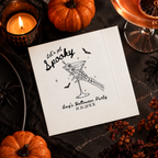 Lets Get Spooky skeleton Halloween cocktail napkins with custom wording