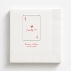 Lucky Us Ace Of Hearts wedding napkin with names and date