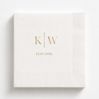 Minimal Monogram wedding napkin with initials and date