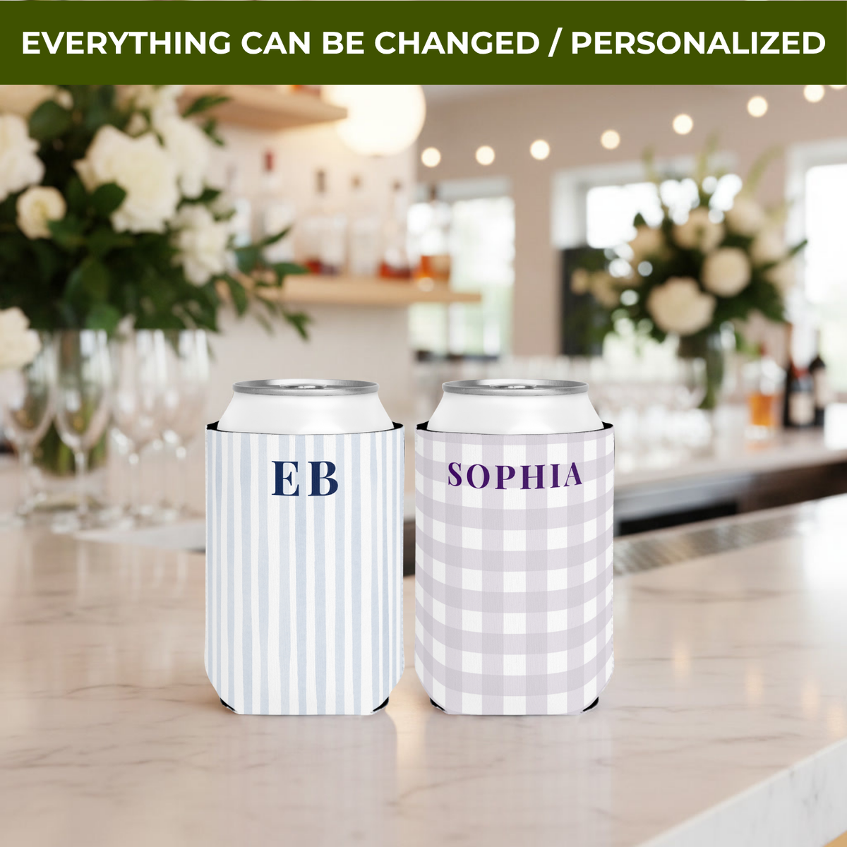 Monogram can coolers for a bachelorette party