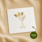 Monogram martini wedding napkin with the date and venue