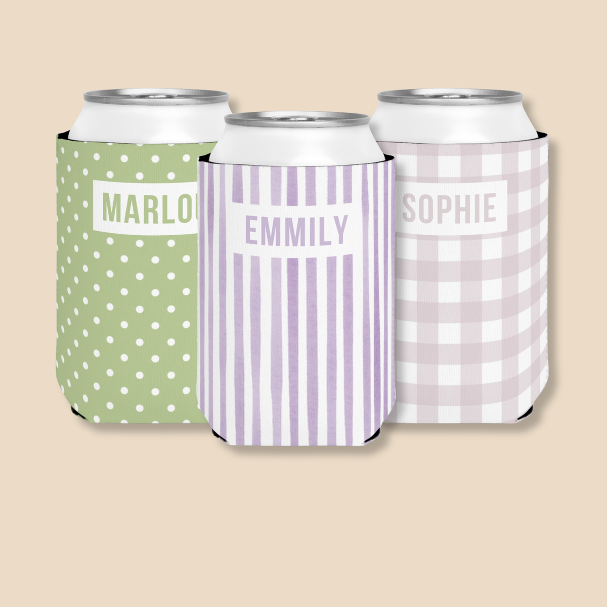 Bachelorette can cooler with a framed name badge design