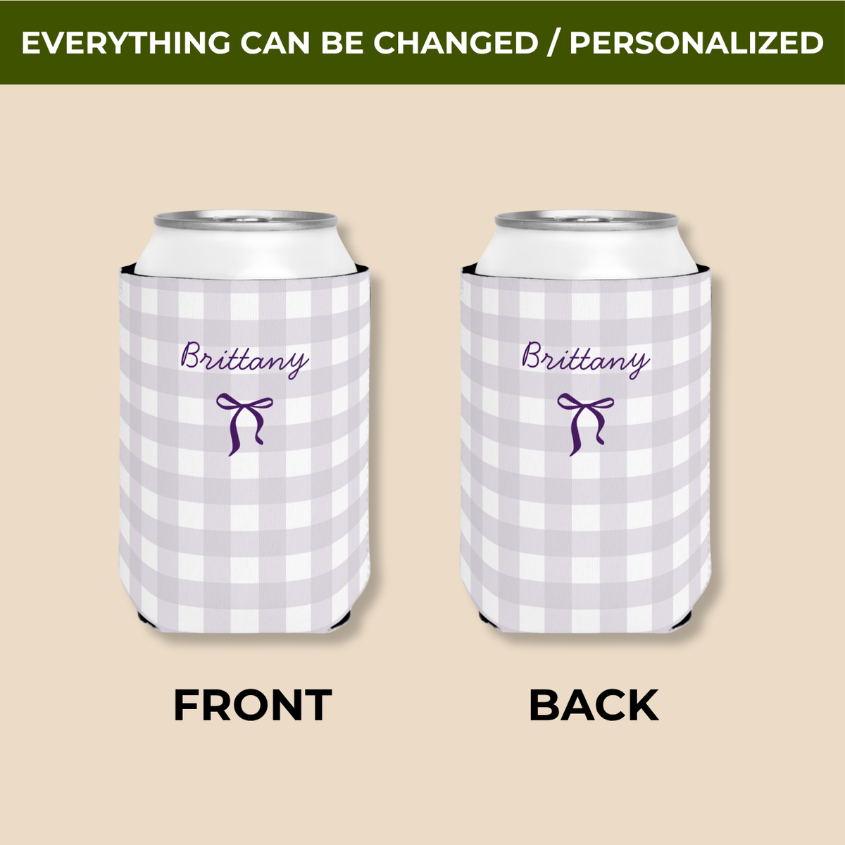 Bachelorette can cooler color options with a ribbon bow